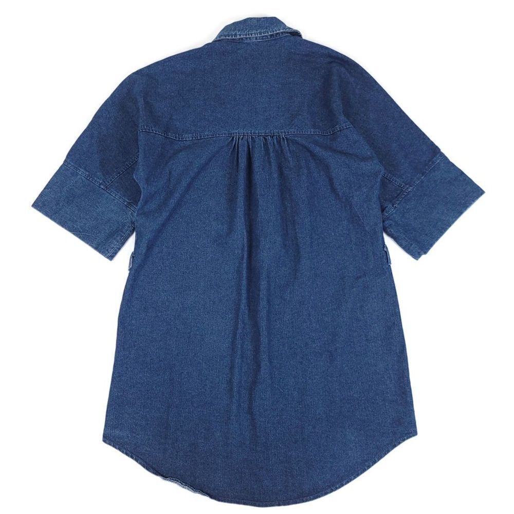 ZARA Oversized Denim Button Down Midi Dolman Sleeve Shirt Dress Dark Wash Small - Picture 5 of 8